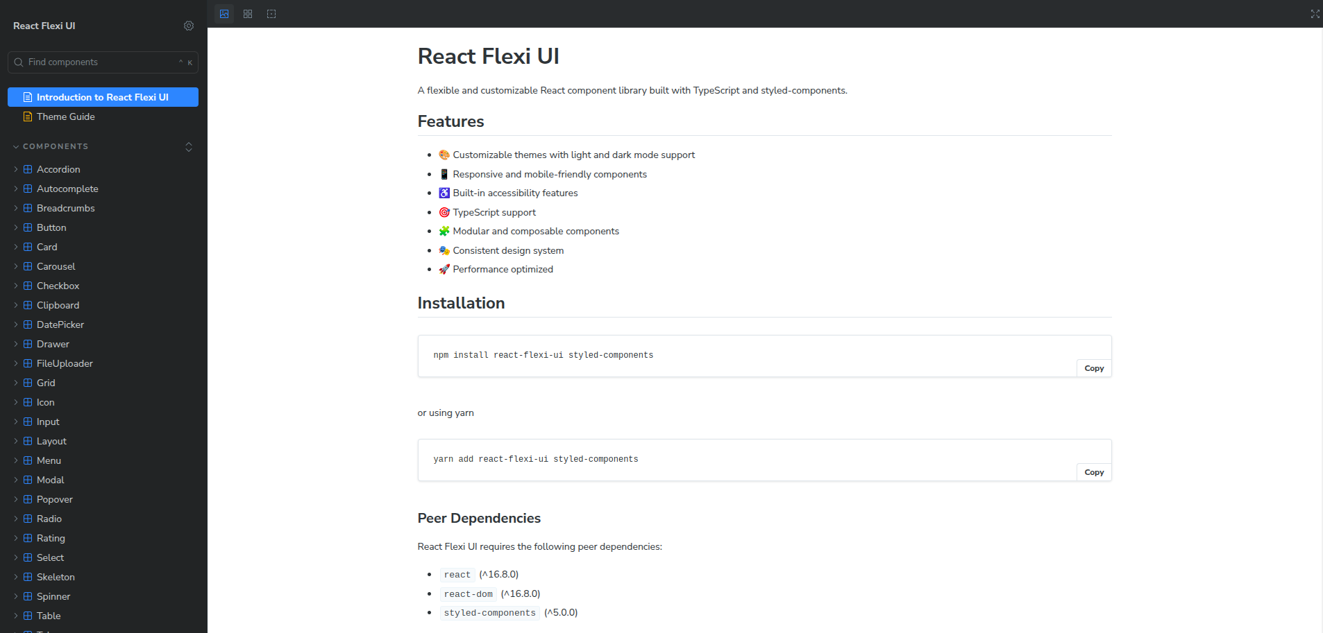 An image of the React Flexi UI project.